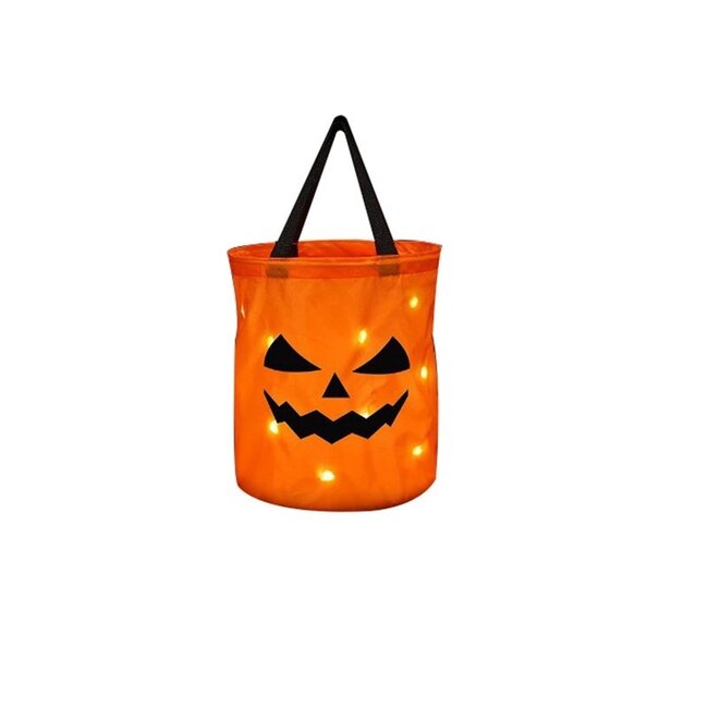 Halloween Mandje Met Lichtjes - Pompoen - Met LED verlichting