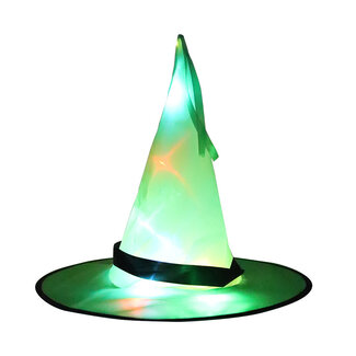 Heksenhoed Halloween met LED Lichtjes - Groen - Verkleedaccessoire
