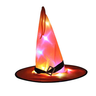 Heksenhoed Halloween met LED Lichtjes - Oranje - Verkleedaccessoire