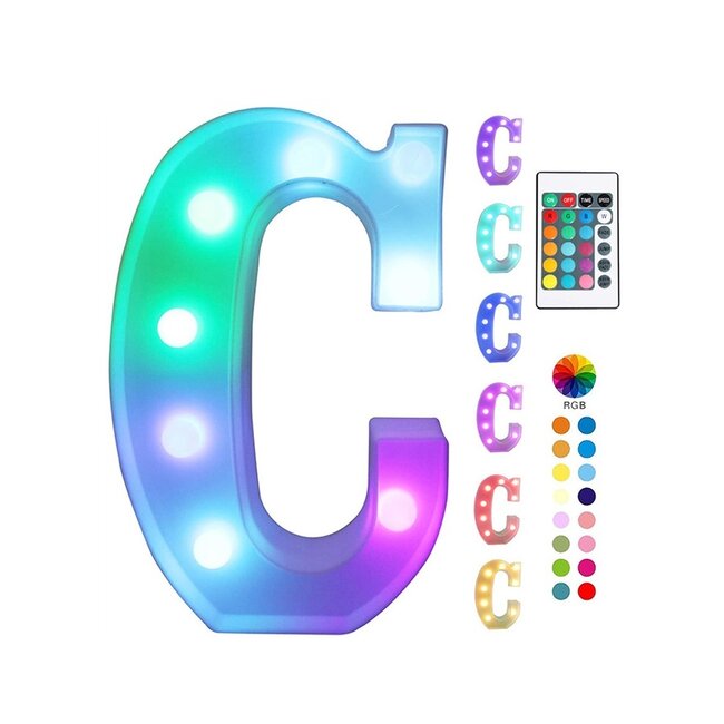 Lichtgevende Letters RGB Met Afstandsbediening - 22 cm  - LED