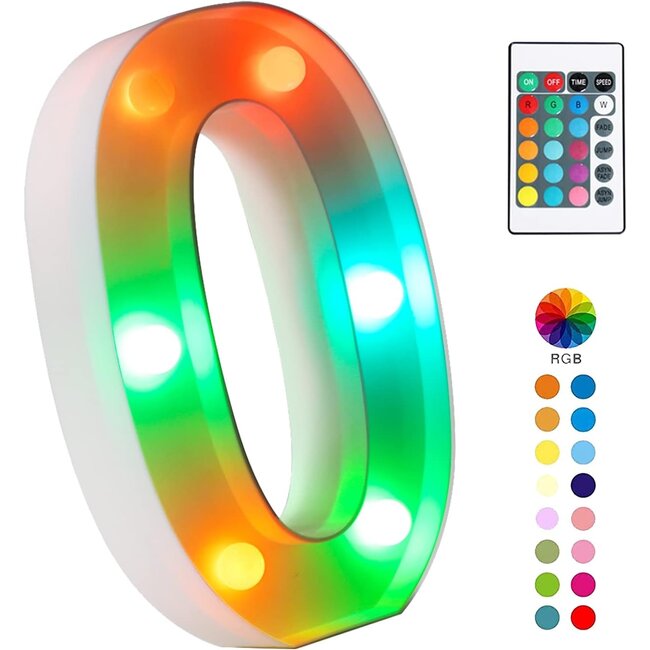 Lichtgevende Cijfers RGB Met Afstandsbediening - 22 cm