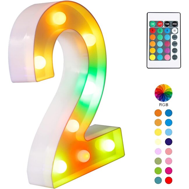 Lichtgevende Cijfers RGB Met Afstandsbediening - 22 cm