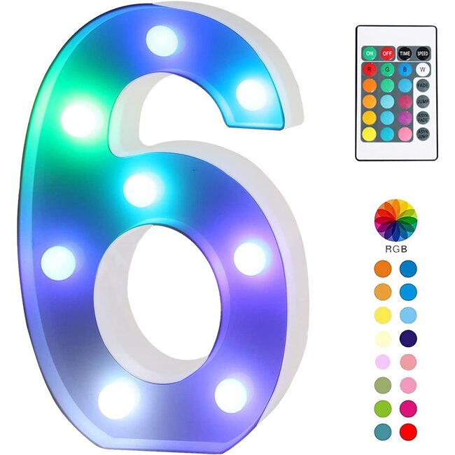 Lichtgevende Cijfers RGB Met Afstandsbediening - 22 cm