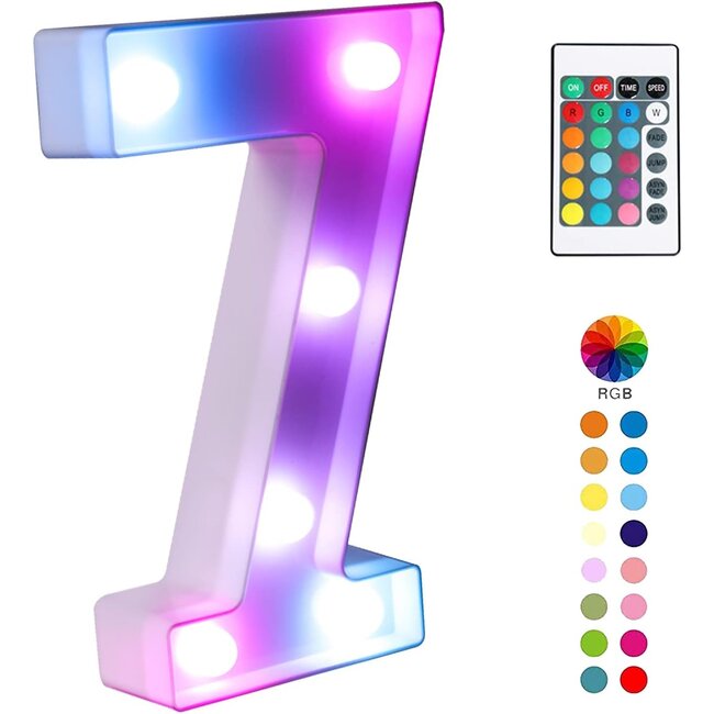 Lichtgevende Cijfers RGB Met Afstandsbediening - 22 cm