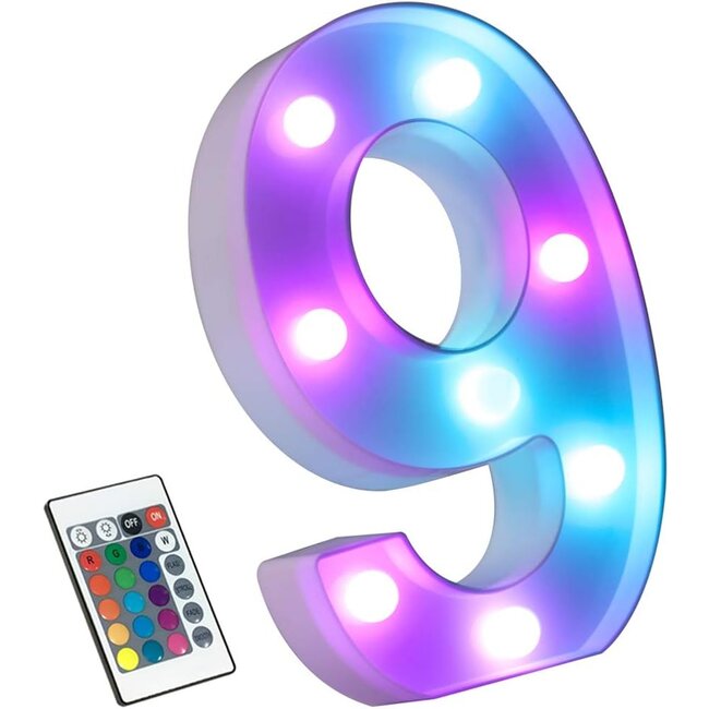 Lichtgevende Cijfers RGB Met Afstandsbediening - 22 cm