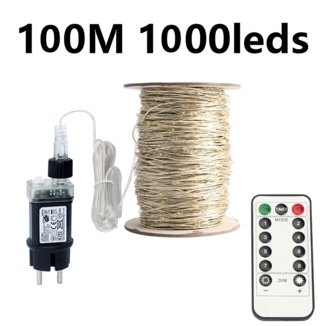 Lichtdraad Kerstverlichting - 100 Meter - Koel Wit - Voor Buiten