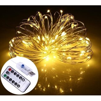 Lichtdraad Kerstverlichting 30 Meter - USB - Warm Wit - Voor Buiten