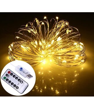 Lichtdraad Kerstverlichting 10 Meter - USB - Warm Wit - Voor Buiten