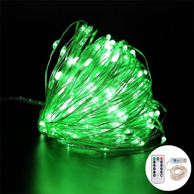 Lichtdraad Kerstverlichting 10 Meter - USB - Groen - Voor Buiten