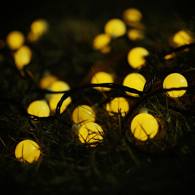 Tuinverlichting Bolletjes Lichtsnoer - 5 Meter - Zonne-energie - Warm Wit