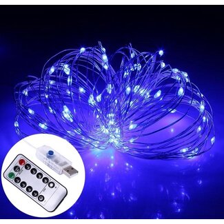 Lichtdraad Kerstverlichting 10 Meter - USB - Blauw - Voor Buiten