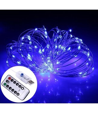 Lichtdraad Kerstverlichting 10 Meter - USB - Blauw - Voor Buiten