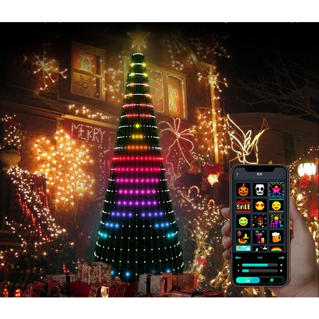 MagicGlow Slimme Kerstboomverlichting Net - RGB Kleuren, Bluetooth en App