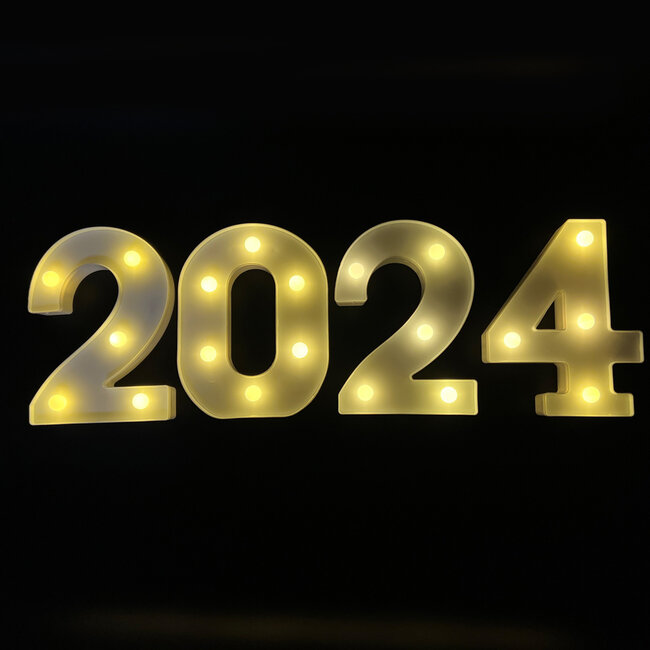 Lichtgevende Cijfers 2024 - 16 cm - Wit - LED