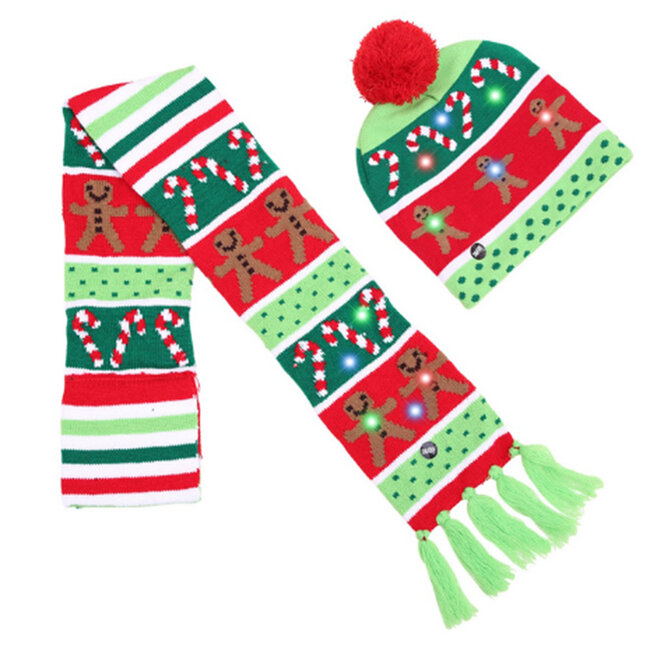 Lichtgevende Sjaal en Muts met lichtjes - Led Lampjes