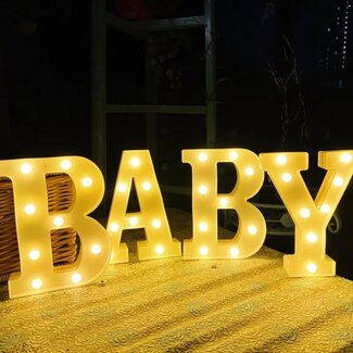 Lichtgevende Letters BABY - Wit - Op Batterij