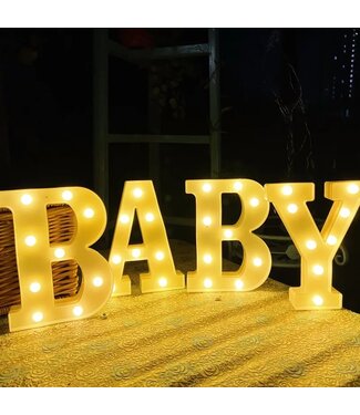 Lichtgevende Letters BABY - 16 cm - Wit - LED