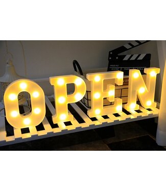 Lichtgevende Letters OPEN - 16 cm - Wit - LED