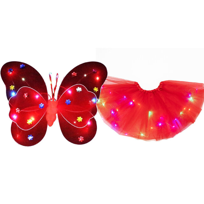 Lichtgevende Vlindervleugels en Rokje / Tutu Mini - Set - Met Gekleurde Verlichting