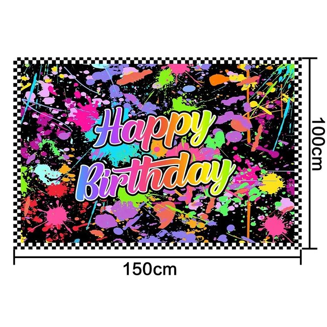 Neon Verjaardag Banner - UV Blacklight