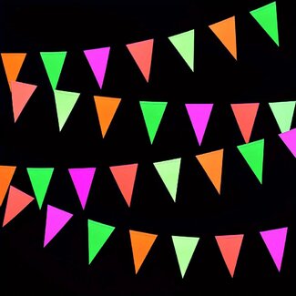 Neon Slinger Vlaggeltjes - 3 Meter - UV Blacklight Versiering