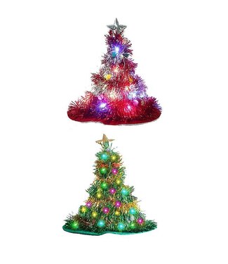 Kersthoed Kerstboom Met RGB LED Lichtjes - Set Groen & Rood