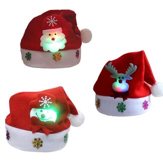 Kerstmuts Met Lichtjes Setje - 3 stuks - Kids