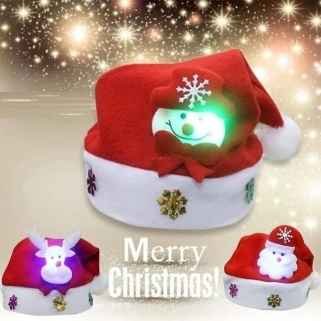 Kerstmuts Met Lichtjes Setje - 3 stuks - Kids - LED