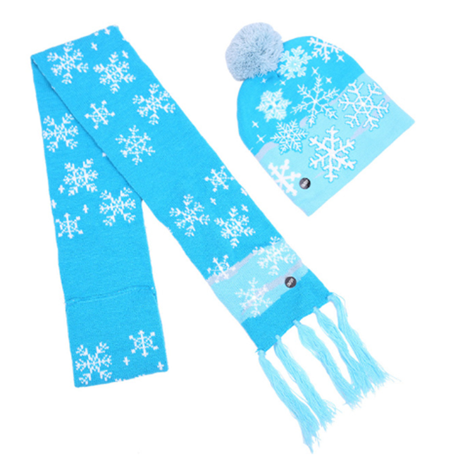 Lichtgevende Sjaal en Muts met lichtjes - Led Lampjes