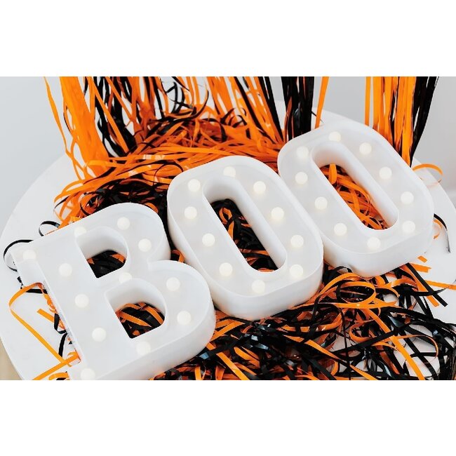 Lichtgevende Letters BOO - 16 cm - Wit - LED - Halloween