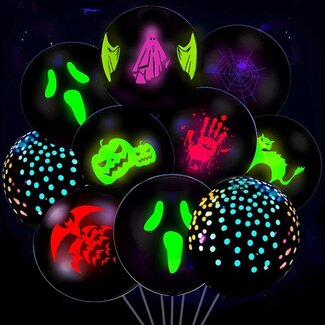 Halloween Neon Ballonnen Set - 10 Stuks