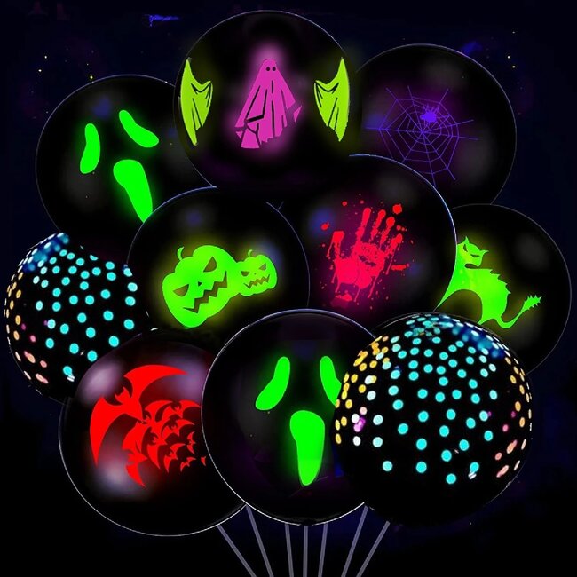 Halloween Neon Ballonnen Set - 10 Stuks
