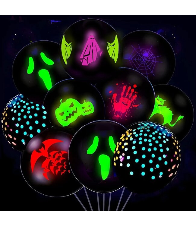 Halloween Neon Ballonnen Set - 10 Stuks