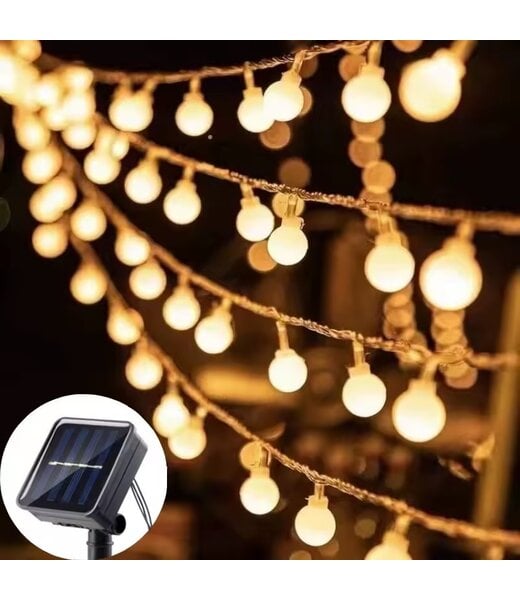 Tuinverlichting Bolletjes Lichtsnoer - 5 Meter - Zonne-energie - Warm Wit