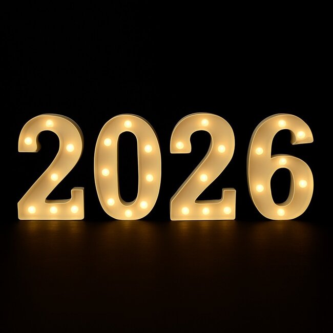 Lichtgevende Cijfers 2026 - Wit - LED