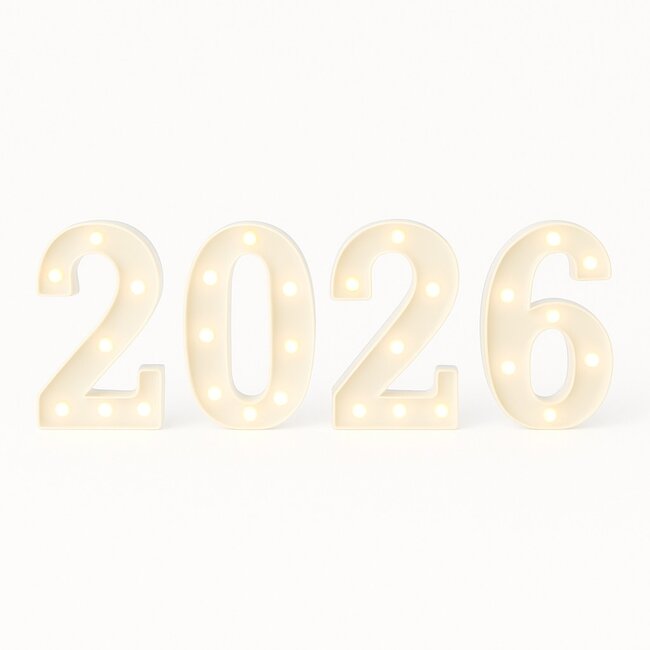 Lichtgevende Cijfers 2026 - Wit - LED