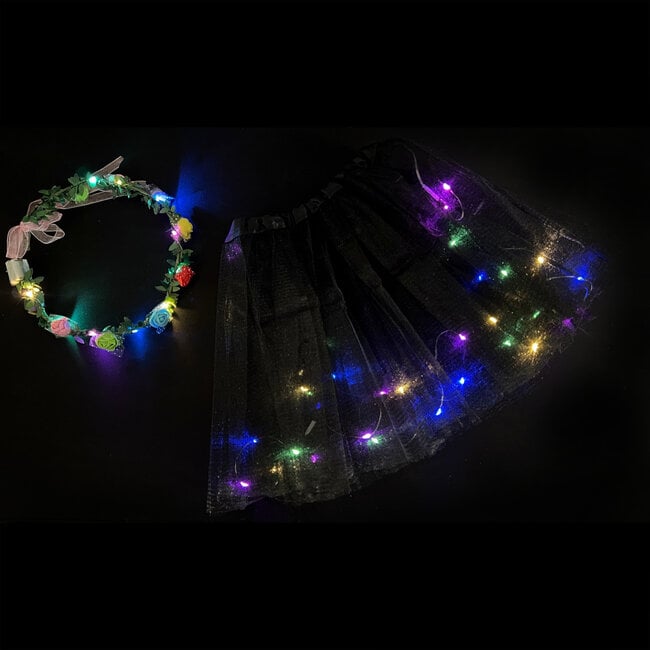 Led Rokje Mini / Tutu + Tiara Setje - Lichtroze