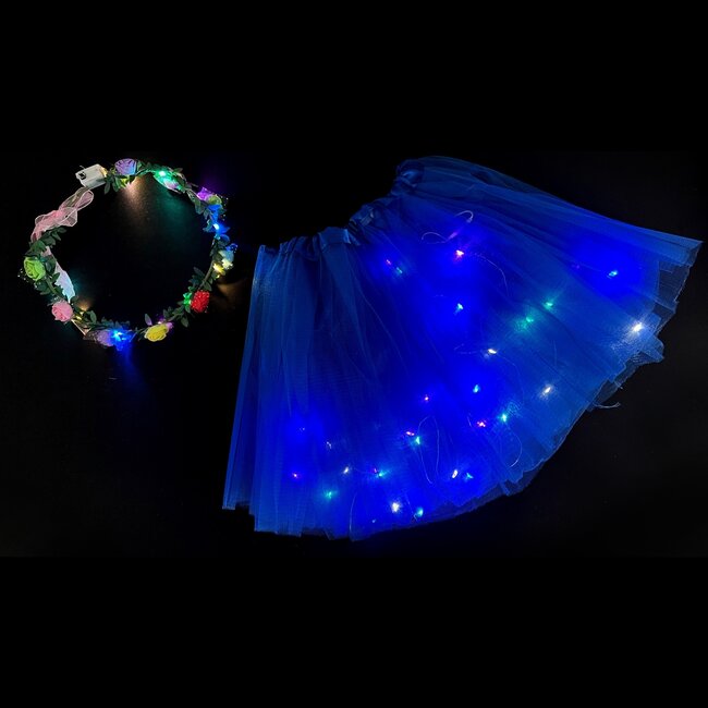 Led Rokje Mini / Tutu + Tiara Setje - Lichtroze