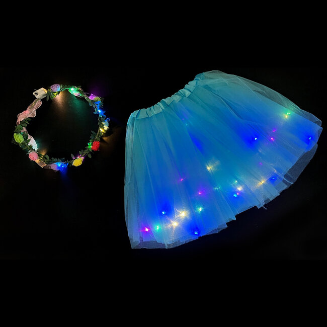 Lichtgevende Rok/Tutu en Tiara Groot Setje
