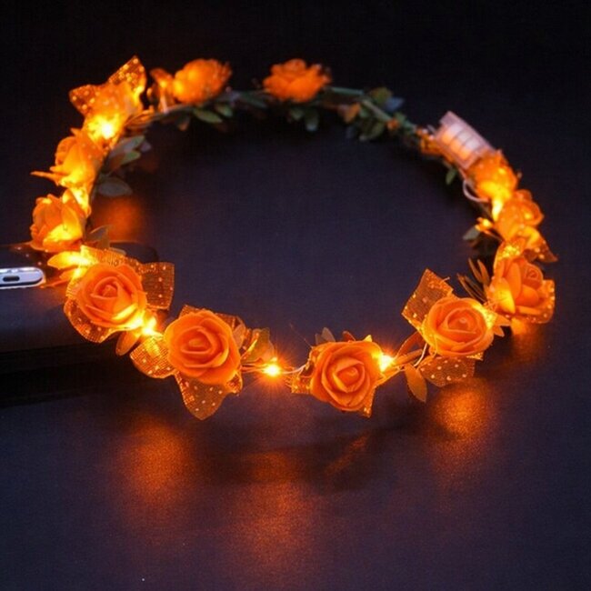 Lichtgevende Tiara / Haarband - LED - Roos - Oranje