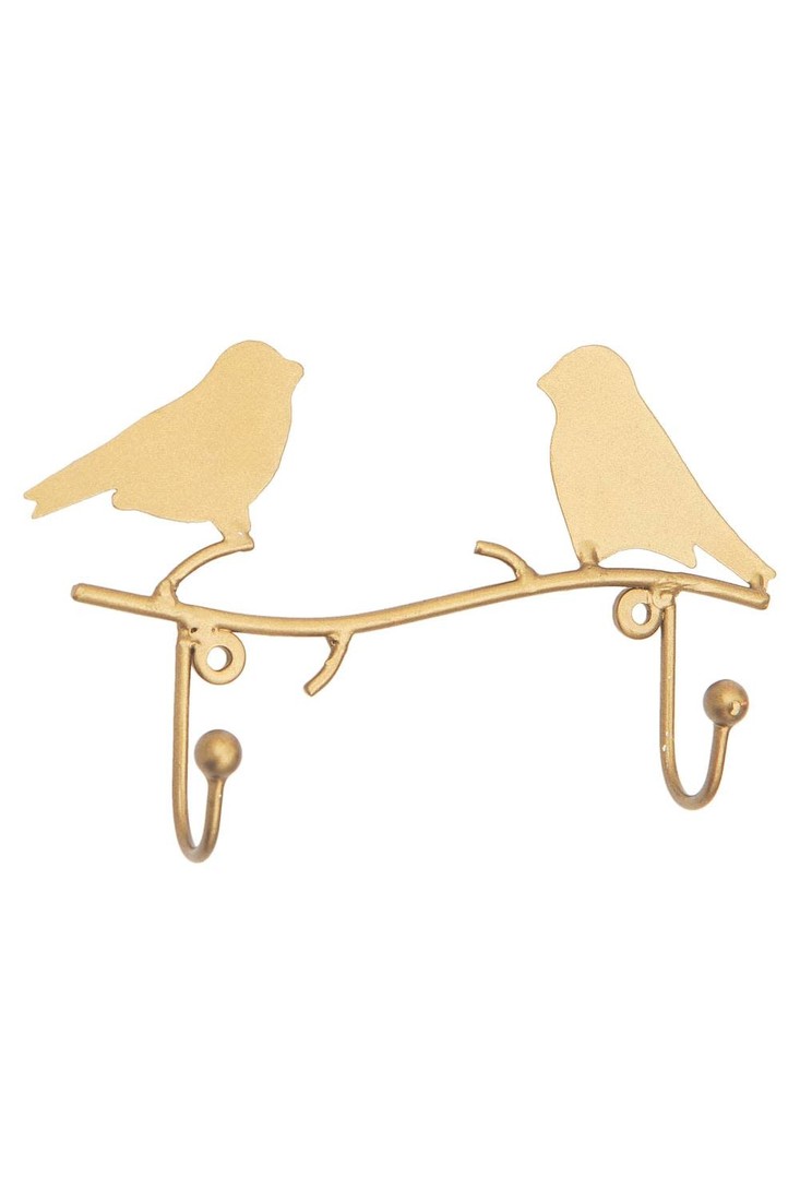 Tranquillo Wandhaken Vogel gold 2er