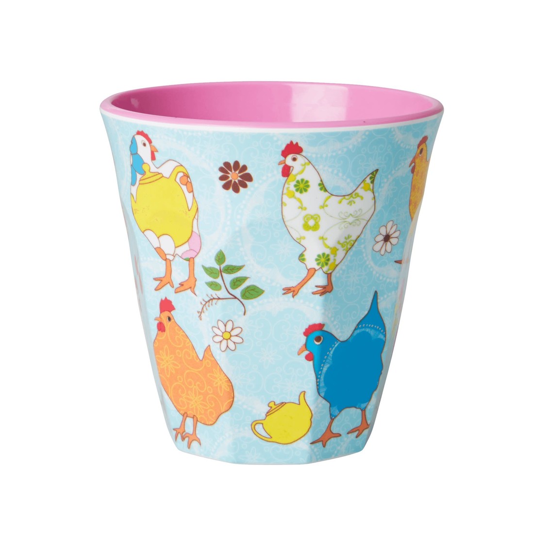 Rice Melamin Becher Hennen blau