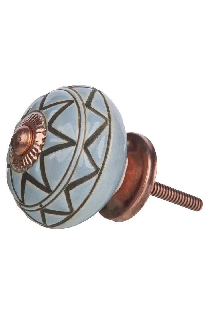 Knauf Ornament grau-blau Keramik
