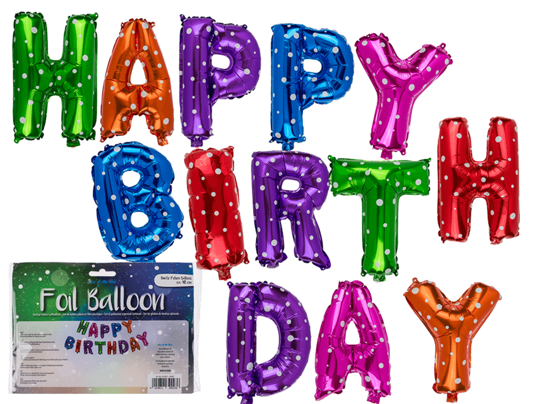 Folien-Luftballon-Set «Happy Birthday»