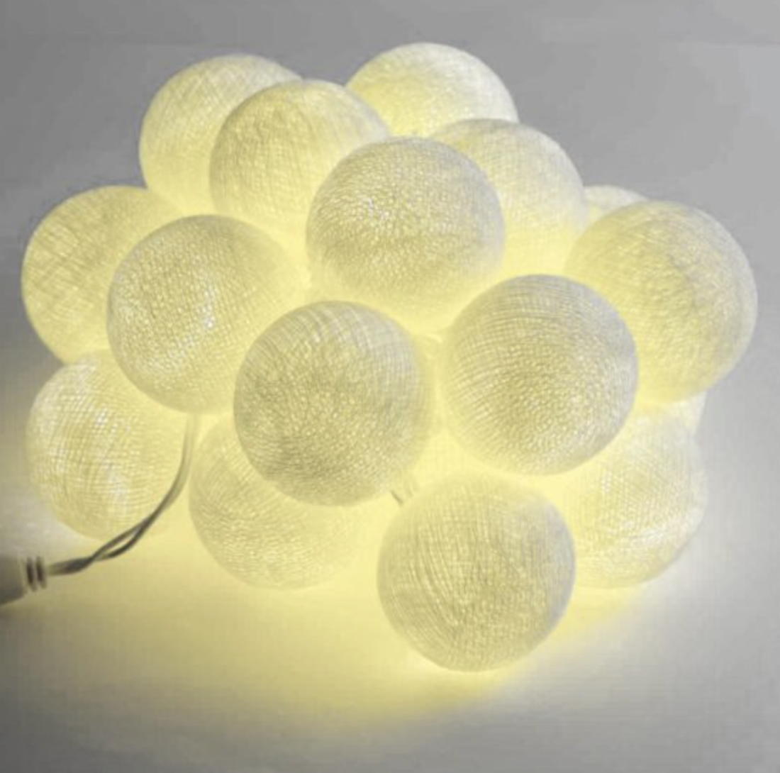 Caracol Lichterkette Cottonball weiss