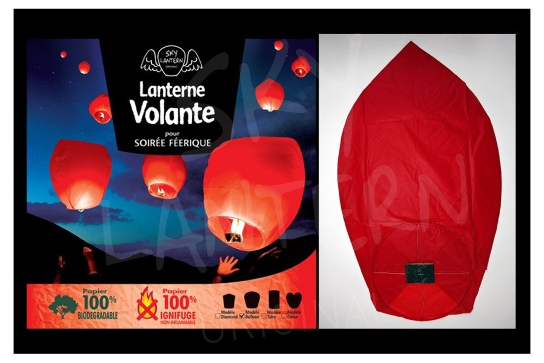 Sky Lantern Himmelslaterne Oval rot