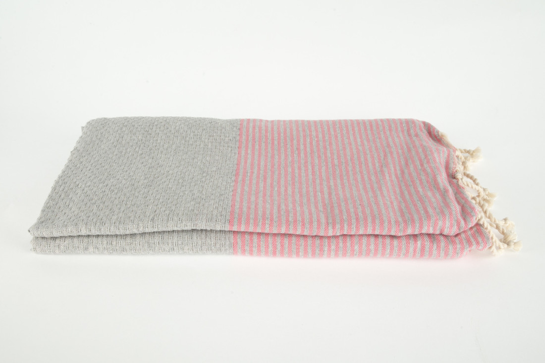 Verre Terre Et Fere Fouta «Ziwan» rosa-grau & türkis-grau