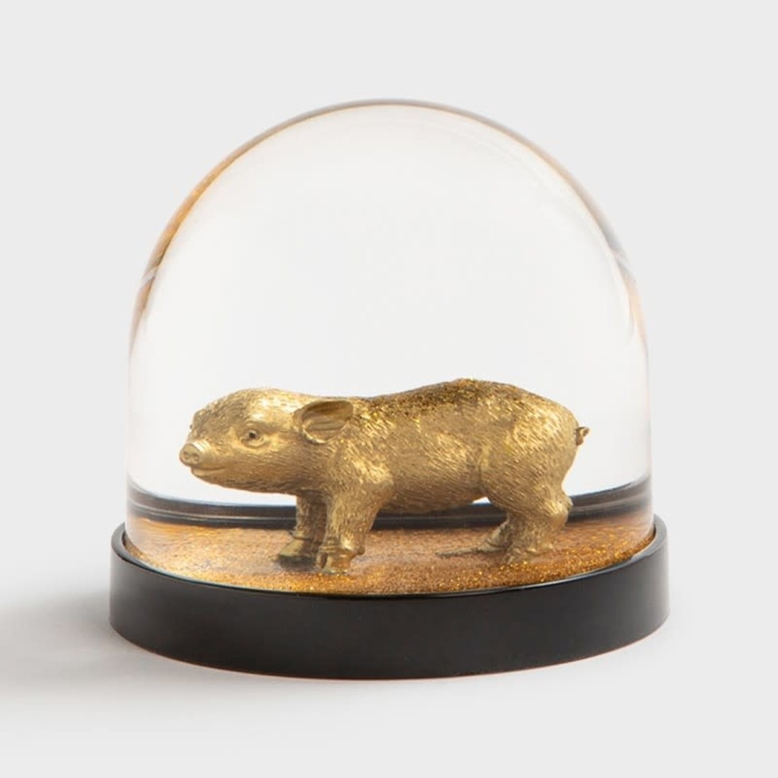 & klevering Schneekugel Schweinchen gold