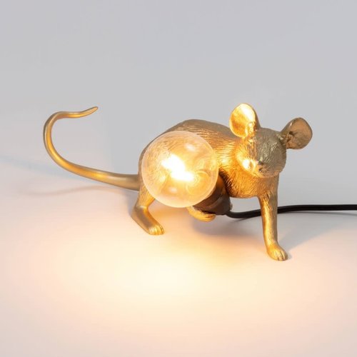 Seletti Designlampe Maus gold liegend