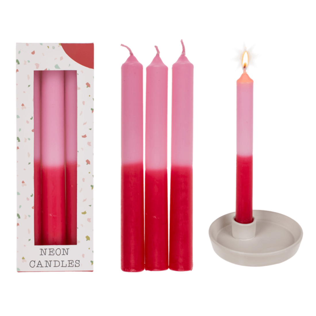 Out of the Blue Stabkerzen «Neon Candles» rot-rosa